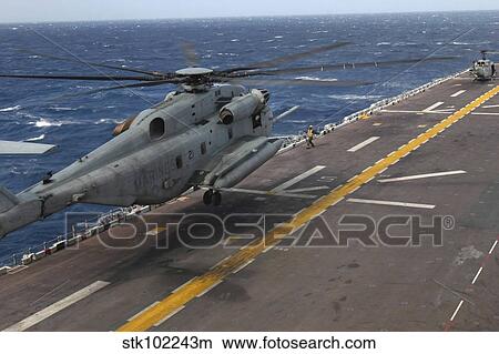 A CH-53 Super Stallion helicopter aboard USS Bataan. View Large Photo Image Picture - A CH-53 Super Stallion helicopter aboard USS Bataan.. Fotosearch