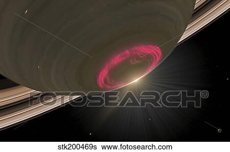 A cherry-red aurora hovering over Saturn's south pole. View Large Photo Image Stock Photograph - A cherry-red aurora hovering over Saturn's south pole.. Fotosearch