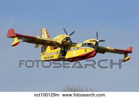 A CL-415 Italian Fire Hunter. View Large Photo Image Picture - A CL-415 Italian Fire Hunter.. Fotosearch