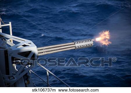 A close-in weapons system is fired aboard USS Harry S. Truman. View Large Photo Image Picture - A close-in weapons system is fired aboard USS Harry S. Truman.. Fotosearch