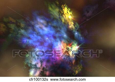 Stock Illustration - A colorful nebula in the universe.. Fotosearch
