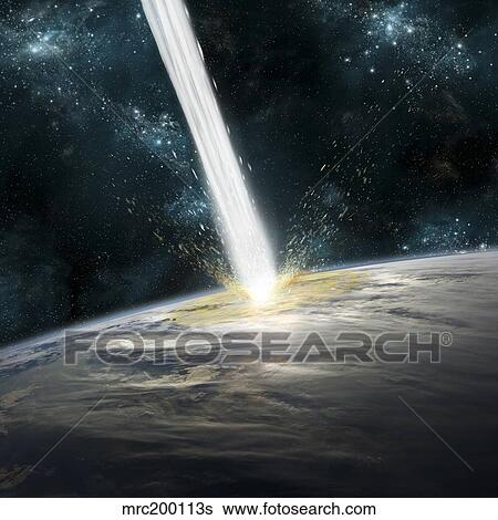 A comet strikes Earth. View Large Photo Image Stock Photograph - A comet strikes Earth.. Fotosearch