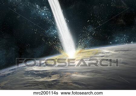 A comet strikes Earth. View Large Photo Image Stock Photograph - A comet strikes Earth.. Fotosearch