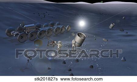 A concept of possible activities during future space exploration missions. View Large Illustration Stock Illustration - A concept of possible activities during future space exploration missions.. Fotosearch