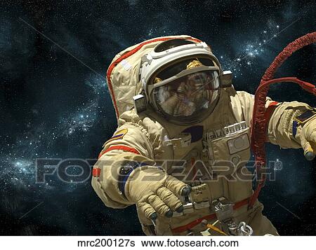 A cosmonaut against a background of stars. View Large Photo Image Stock Photograph - A cosmonaut against a background of stars.. Fotosearch