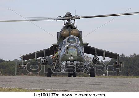Picture - A Czech Air Force Mi-24 Hind gunship.. Fotosearch