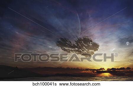 Stock Illustration - A despairing man sits on the beach, watching as the sun sets on his heart.. Fotosearch