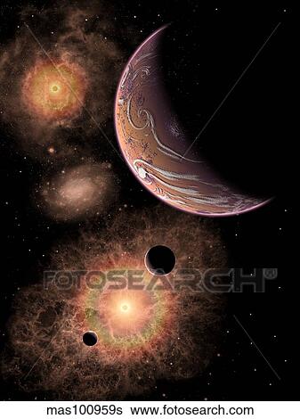 A Distant Alien Solar System In Our Milky Way Galaxy Stock