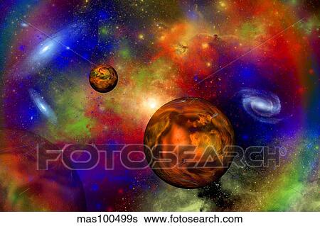 A distant alien solar system whose worlds have desert environments. View Large Illustration Stock Illustration - A distant alien solar system whose worlds have desert environments.. Fotosearch