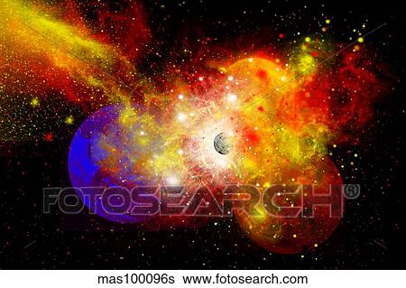 Stock Illustration - A dying star turns nova as it blows itself apart.. Fotosearch