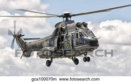 Picture - A Eurocopter AS332 Super Puma helicopter of the Brazilian Navy. Fotosearch