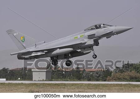A Eurofighter Typhoon FGR4 of the Royal Air Force landing at Konya Air Base. View Large Photo Image Picture - A Eurofighter Typhoon FGR4 of the Royal Air Force landing at Konya Air Base.. Fotosearch