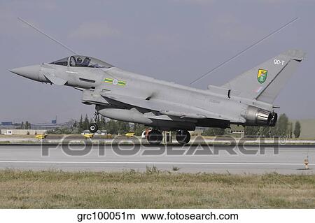 A Eurofighter Typhoon FGR4 of the Royal Air Force landing at Konya Air Base. View Large Photo Image Picture - A Eurofighter Typhoon FGR4 of the Royal Air Force landing at Konya Air Base.. Fotosearch