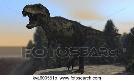 A fierce Tyrannosaurus Rex roaring. View Large Illustration Stock Illustration - A fierce Tyrannosaurus Rex roaring.. Fotosearch