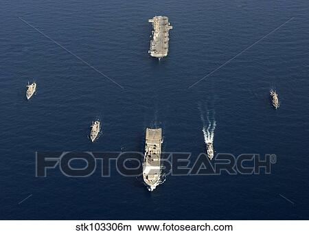 Picture - A formation of ships at sea.. Fotosearch