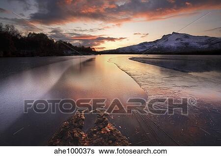 A frozen Straumen Lake on Tjeldoya Island in Nordland County, Norway. View Large Photo Image Stock Photograph - A frozen Straumen Lake on Tjeldoya Island in Nordland County, Norway.. Fotosearch
