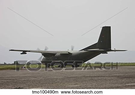 Picture - A German Air Force Transall C-160 taxis on the runway.. Fotosearch