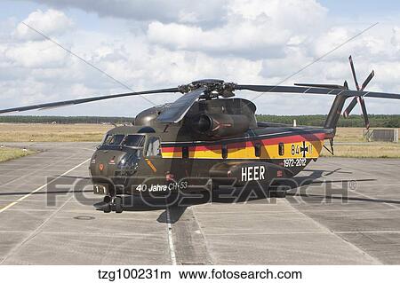 A German Army CH-53G helicopter in anniversary markings. View Large Photo Image Picture - A German Army CH-53G helicopter in anniversary markings.. Fotosearch