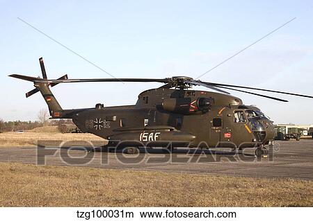 A German CH-53GS helicopter at Stendal Airfield, Germany. View Large Photo Image Picture - A German CH-53GS helicopter at Stendal Airfield, Germany.. Fotosearch