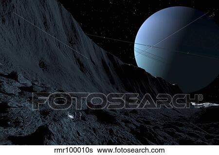 A gigantic scarp on the surface of Uranus' moon, Miranda. View Large Illustration Stock Illustration - A gigantic scarp on the surface of Uranus' moon, Miranda.. Fotosearch