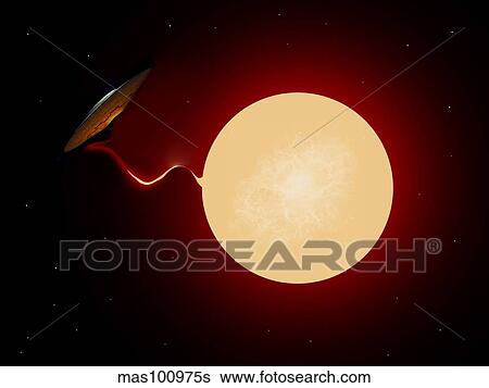 A gigantic UFO venting plasma from the Sun. View Large Illustration Stock Illustration - A gigantic UFO venting plasma from the Sun.. Fotosearch