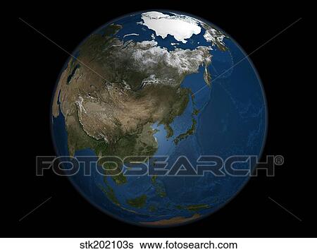 A global view over Asia with Arctic sea ice. View Large Photo Image Stock Photograph - A global view over Asia with Arctic sea ice.. Fotosearch