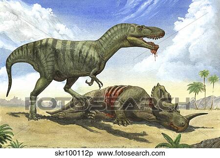 A Gorgosaurus libratus stands over the dead body of a Centrosaurus. View Large Illustration Stock Illustration - A Gorgosaurus libratus stands over the dead body of a Centrosaurus.. Fotosearch