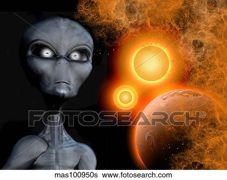 Stock Illustration - A Grey Alien from the Zeta Reticuli binary star system.. Fotosearch