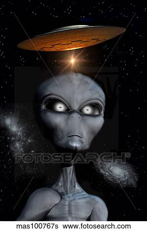 A grey alien. View Large Illustration Stock Illustration - A grey alien.. Fotosearch