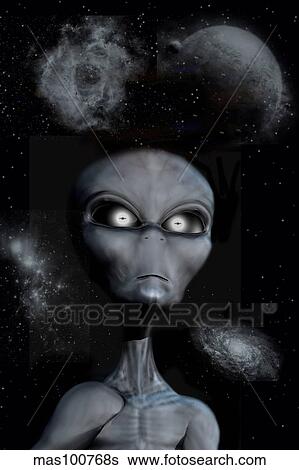 A grey alien. View Large Illustration Stock Illustration - A grey alien.. Fotosearch