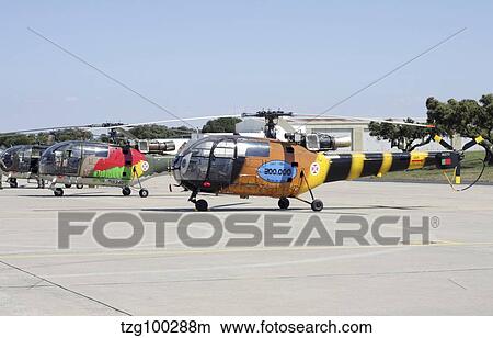 A group of Alouette III utility helicopters of the Poruguese Air Force. View Large Photo Image Picture - A group of Alouette III utility helicopters of the Poruguese Air Force.. Fotosearch