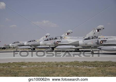 A group of Dassault Mirage 2000-5EDA/DDA of the Qatar Emiri Air Force. View Large Photo Image Picture - A group of Dassault Mirage 2000-5EDA/DDA of the Qatar Emiri Air Force.. Fotosearch