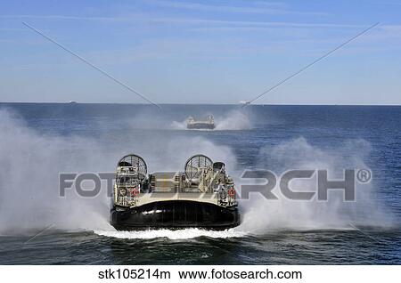 A group of landing craft air cushions transit the Atlantic Ocean. View Large Photo Image Picture - A group of landing craft air cushions transit the Atlantic Ocean.. Fotosearch