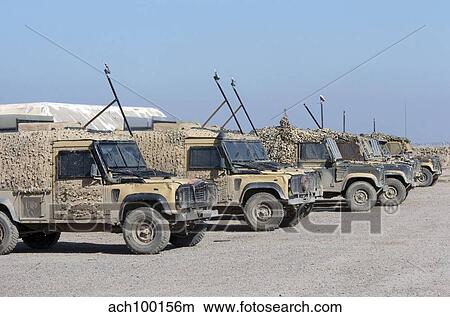 A group of Snatch Land Rover patrol vehicles used by the British Army. View Large Photo Image Picture - A group of Snatch Land Rover patrol vehicles used by the British Army. . Fotosearch