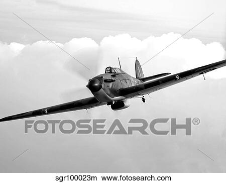 A Hawker Hurricane aircraft in flight. View Large Photo Image Picture - A Hawker Hurricane aircraft in flight.. Fotosearch