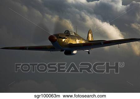 A Hawker Hurricane aircraft in flight. View Large Photo Image Picture - A Hawker Hurricane aircraft in flight.. Fotosearch