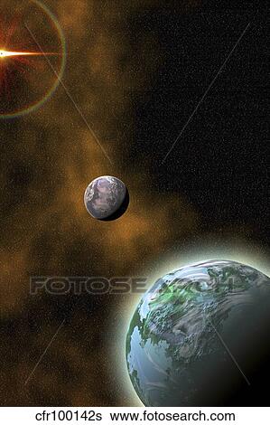 Stock Illustration - A hazy ring encircles this sun far out in space.. Fotosearch