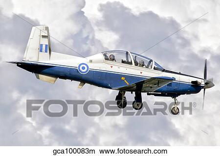 A Hellenic Air Force T-6 Texan II prepares for landing. View Large Photo Image Picture - A Hellenic Air Force T-6 Texan II prepares for landing.. Fotosearch