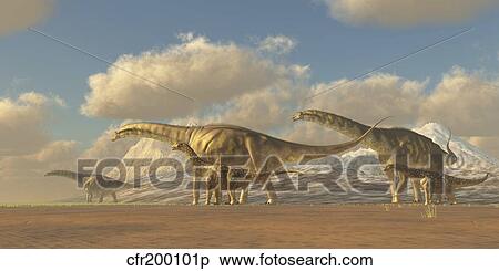 A herd of Argentinosaurus dinosaurs. View Large Illustration Stock Illustration - A herd of Argentinosaurus dinosaurs.. Fotosearch