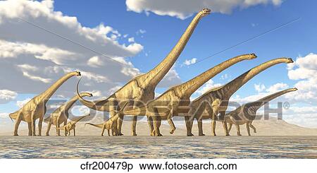 A herd of Sauroposeidon dinosaurs. View Large Illustration Stock Illustration - A herd of Sauroposeidon dinosaurs.. Fotosearch
