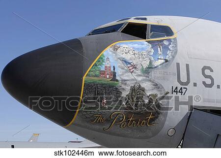 Picture - A KC-135 Stratotankerdisplaying patriotic nose art.. Fotosearch