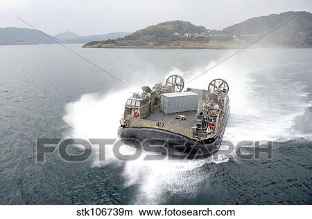 Picture - A landing craft air cushion outside of Sasebo, Japan.. Fotosearch