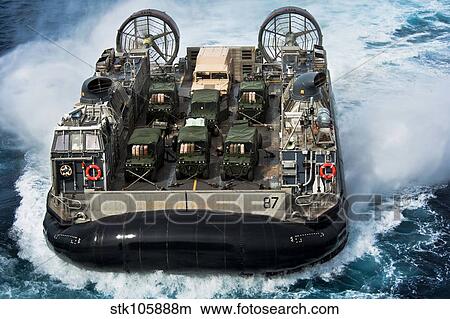 A landing craft air cushion transits the Atlantic Ocean. View Large Photo Image Picture - A landing craft air cushion transits the Atlantic Ocean.. Fotosearch