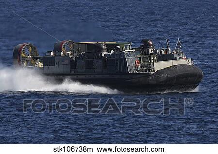 A landing craft air cushion transits the Atlantic Ocean. View Large Photo Image Picture - A landing craft air cushion transits the Atlantic Ocean.. Fotosearch
