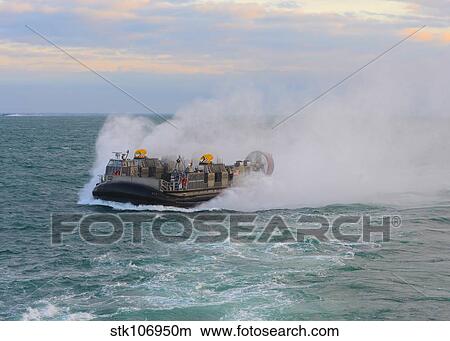 A landing craft air cushion transits the Atlantic Ocean. View Large Photo Image Picture - A landing craft air cushion transits the Atlantic Ocean.. Fotosearch