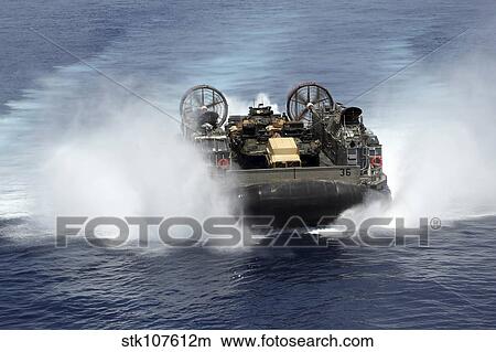 Picture - A landing craft air cushion transits the Red Sea at high speed.. Fotosearch