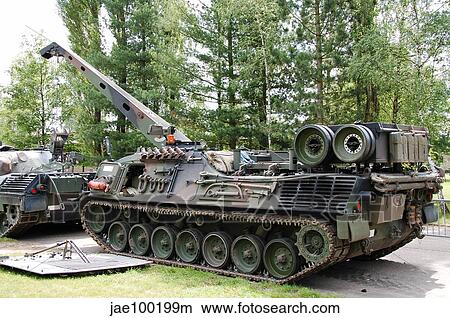 A Leopard 1A5 MBT of the Belgian Army in repair. View Large Photo Image Picture - A Leopard 1A5 MBT of the Belgian Army in repair.. Fotosearch