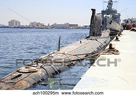 A Libyan Navy Foxtrot-class military submarine moored to the pier in Benghazi, Libya. View Large Photo Image Picture - A Libyan Navy Foxtrot-class military submarine moored to the pier in Benghazi, Libya.. Fotosearch