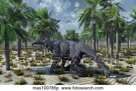 A lone Camarasaurus sauropod dinosaur grazing. View Large Illustration Stock Illustration - A lone Camarasaurus sauropod dinosaur grazing.. Fotosearch