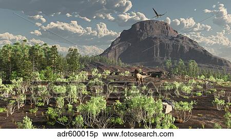 A lone Tyrannosaurus Rex scavenges for food. View Large Illustration Stock Illustration - A lone Tyrannosaurus Rex scavenges for food.. Fotosearch